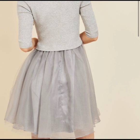 Modcloth Easley Grey Tulle Dress - Picture 3 of 8